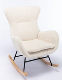 ZUN Teddy Fabric Padded Seat Rocking Chair With High Backrest And Armrests W67638567