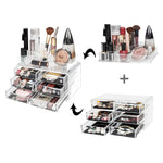 ZUN Multi-check & 6 Drawers Integrated Acrylic Makeup Case Cosmetics Organizer Transparent 28178046