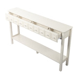 ZUN Long Console Table Entryway Table with Different Size Drawers and Bottom Shelf, White Narrow Storage 25392262
