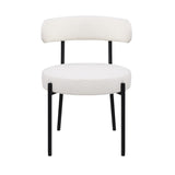 ZUN Woker Furniture Dining Chairs Set of 2 Round Upholstered Boucle Dining Room Chairs Mid-Century W1567P147204