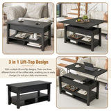 ZUN ON-TREND Lift Top Coffee Table, Multi-Functional Coffee Table with Open Shelves, WF314404AAB