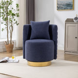 ZUN 25.2'' Wide Swivel Accent Barrel Chair, Modern Curved Tufted Back With Gold Metal Base, Upholstered W1852105781