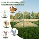ZUN 10 ft. x 20 ft. Galvanized Large Metal Walk in Chicken Coop Cage Farm Poultry Run Hutch Hen House W121272267