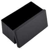 ZUN FCH 76*38*38cm Glossy PVC MDF Foldable Storage Footstool Black 83026171