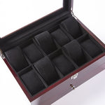 ZUN Mens Wooden Watch Box 10 Slots 4 multi-functional parts Jewelry Organizer Storage Case with Real 07890568