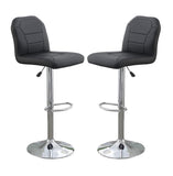 ZUN Adjustable stool Chair Black Faux Leather Clean Lines Seat Chrome Base Modern Set of 2 Chairs / B011P151351