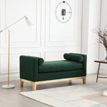 ZUN 53.5"W Elegant Upholstered Bench, Ottoman with Wood Legs & Bolster Pillows for End of Bed, Bedroom, W1852137241