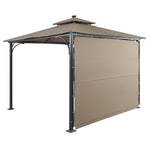 ZUN TOPMAX Patio 9.8ft.L x 9.8ft.W Gazebo with Extended Side Shed/Awning and LED Light for WF286149AAD