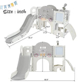 ZUN Kids Slide Playset Structure 9 in 1, Freestanding Spaceship Set with Slide, Arch Tunnel, Ring Toss, PP319755AAE