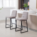 ZUN Low Bar Stools Set of 2 Bar Chairs for Living Room Party Room,Upholstered Linen Fabric W1439125954