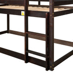 ZUN Twin over Twin Loft Bed with Roof Design, Safety Guardrail, Ladder, Espresso W50446269