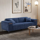 ZUN 90'' Mid-Century 3 Seater Sofa with 2 Stretchable Walnut Pad Modern Fabric Upholstered Sofa for W87661876