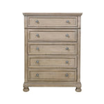 ZUN Bedroom Chest 1pc Wire Brushed Gray Finish Birch Veneer Drawers with Ball Bearing Glides B01146484