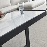 ZUN Minimalism Square coffee table,Black metal frame with sintered stone tabletop W24739684