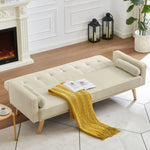 ZUN Mid-Century Beige Linen Fabric Chesterfield Sofa Couch, Modern Love Seats Sofa Furniture, W2272139382