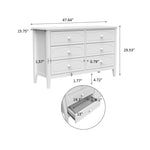 ZUN White Contemporary Roman Style, Solid Wood 6 Drawers Dresser Cabinet, Vanity Desk, Makeup Table With W1596102259