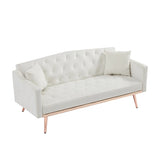 ZUN Cream White Velvet Sofa Bed W58849807