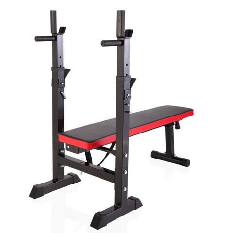ZUN Adjustable Folding Multifunctional Workout Station Adjustable Workout Bench with Squat Rack - balck W2181P153079