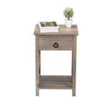 ZUN Set of 2 Farmhouse Wood Nightstand, Bed Sofa Side with Drawer, X-Shape Metal Sides, Square End W2181P144065