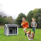 ZUN Outdoor Wooden Dog House, Waterproof Dog Cage, Windproof and Warm Dog Kennel, Dog Crates for Medium W773102531