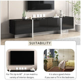 ZUN ON-TREND White & Black Contemporary Rectangle Design TV Stand, Unique Style TV Console Table for TVs WF300852AAB