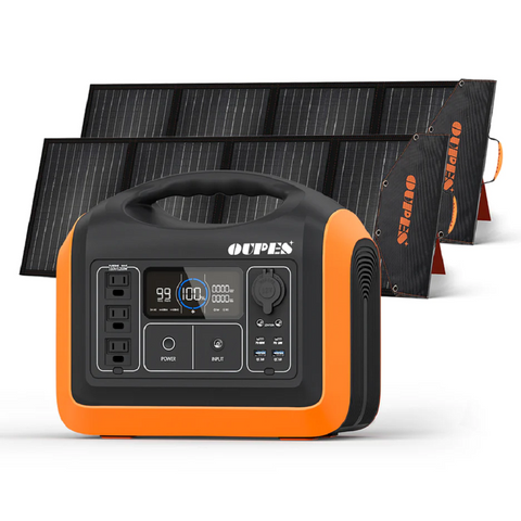 ZUN OUPES 1200W Portable Power Station+2*100W Solar Panel for Camping Emergency 32738414