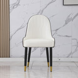 ZUN PU-Leather Chairs with Solid Wood Metal Legs & Backrest, Modern Desk Chair for Living Dining W509102827
