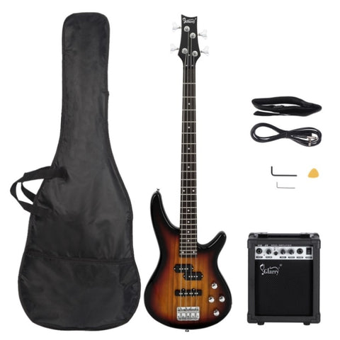 ZUN GIB 4 String Full Size Electric Bass Guitar SS pickups and Amp Kit 78933655