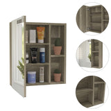 ZUN Whirlwind 1-Shelf Rectangle Medicine Cabinet with Mirror Light Oak B06280246