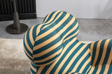 ZUN Barrel Chair with Ottoman, Mordern Comfy Stripe Chair for Living Room , Bule & W1311112617