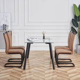 ZUN Dining Chairs,tech cloth High Back Upholstered Side Chair with C-shaped Tube Black Metal Legs for W115155748