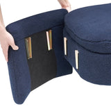 ZUN 2152 Footstool with storage function, blue teddy fabric, suitable for hallway, bedroom, living room W127853746