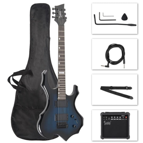 ZUN Flame Shaped H-H Pickup Electric Guitar Kit with 20W Electric Guitar 86165683