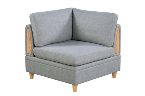ZUN Living Room Furniture Corner Wedge Light Grey Dorris Fabric 1pc Cushion Wedge Sofa Wooden Legs B01147397