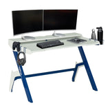ZUN Techni Sport Ergonomic Computer Gaming Desk Workstation with Cupholder & Headphone Hook, Blue RTA-TS206D-BL