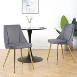 ZUN Modern Grey Velvet Dining Chairs , Fabric Accent Upholstered Chairs Side Chair with gold Legs for W210127129