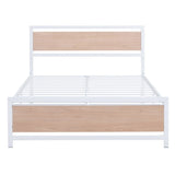ZUN Full Size Platform Bed, Metal and Wood Bed Frame with Headboard and Footboard , White MF309890AAK