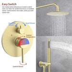 ZUN Shower System Shower Faucet Combo Set Wall Mounted with 10" Rainfall Shower Head and handheld shower W108383391