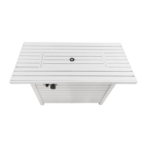 ZUN Living Source International 25" H x 42" W Aluminum Outdoor Fire Pit Table with Lid B120142199