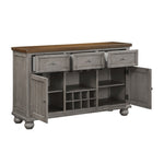 ZUN Traditional Style Gray Finish 1pc Server of Drawers Storage Cabinet w Adjustable Shelf 8-Bottle Wine B011115373