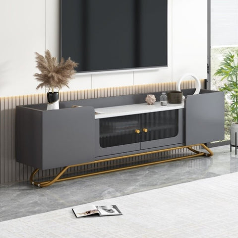 ZUN ON-TREND Sleek Design TV Stand with Fluted Glass, Contemporary Entertainment Center for TVs Up to WF314501AAE
