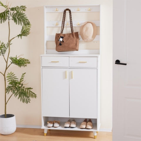 ZUN Entryway Bedroom Armoire,Shoe Cabinet,Wardrobe Armoire Closet, Drawers and Shelves, Handles, Hanging 71384021