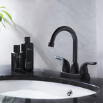 ZUN 4 Inch 2 Handle Centerset Bathroom Faucet,with Pop up Drain and 2 Water Supply Lines,Matte Black W124372192