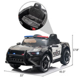 ZUN 12V Kids Ride On Car ,Police sports car,2.4GHZ Remote Control,LED Lights,Siren,Microphone,Black 19017666