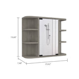 ZUN Roseburg 6-Shelf Medicine Cabinet with Mirorr Light Grey B06280465