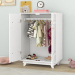 ZUN Wooden Wardrobe Cabinet with Hanging Rod, Storage Armoires with Doors ,White WF320864AAK