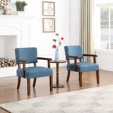 ZUN Fabric Accent Chair Set of 2 with Round Wood Table, Decorative Slipper Chair W1897110483