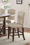 ZUN Classic Cream Upholstered Cushion Chairs Set of 2pc Counter Height Dining Chair Nailheads Solid wood B011P148642