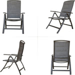 ZUN Folding Patio Chairs Set of 2, Aluminium Frame Reclining Sling Lawn Chairs with Adjustable High W1859109925