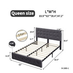 ZUN Queen Size Bed Frame, Modern Upholstered Platform Bed with Adjustable Headboard, Heavy Duty Button W1369103914